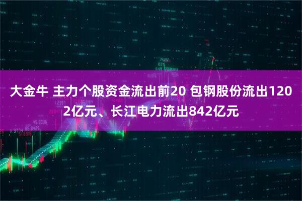大金牛 主力个股资金流出前20 包钢股份流出1202亿元、长江电力流出842亿元