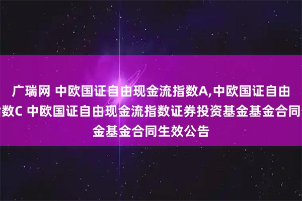 广瑞网 中欧国证自由现金流指数A,中欧国证自由现金流指数C 中欧国证自由现金流指数证券投资基金基金合同生效公告